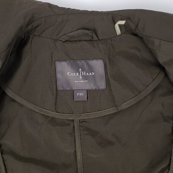 COLE HAAN Sz PXS Olive Green Jacket Adjustable Women Petite Pockets Utility Coat - Picture 4 of 15